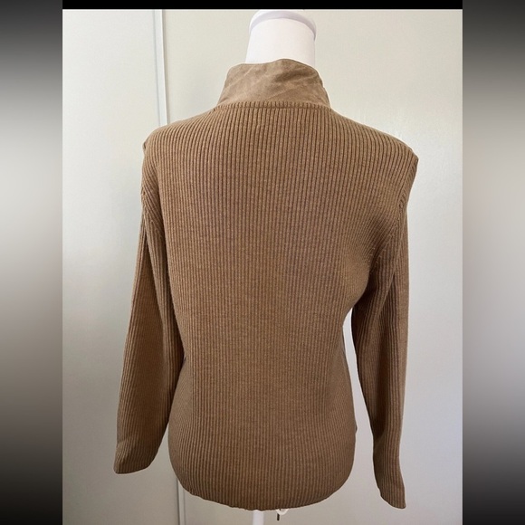 Pendleton Suede Front Wool Zip Up Sweater Jacket Petite Medium - Picture 5 of 6